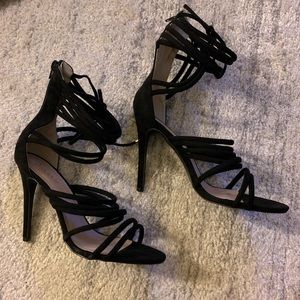 Black suede heels